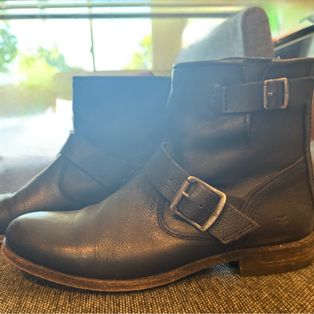 Frye Black Leather Ankle Boots